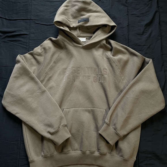 ESSENTIALS Fear Of God Taupe Hoodie Size M - Picture 2 of 7